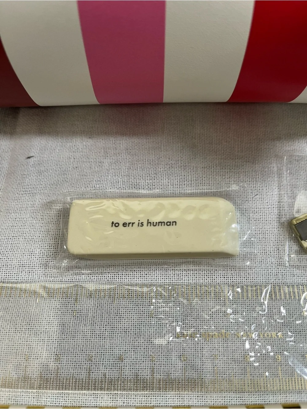 kate spade New York Adventure Stripe Pencil Pouch with Supplies. NWT